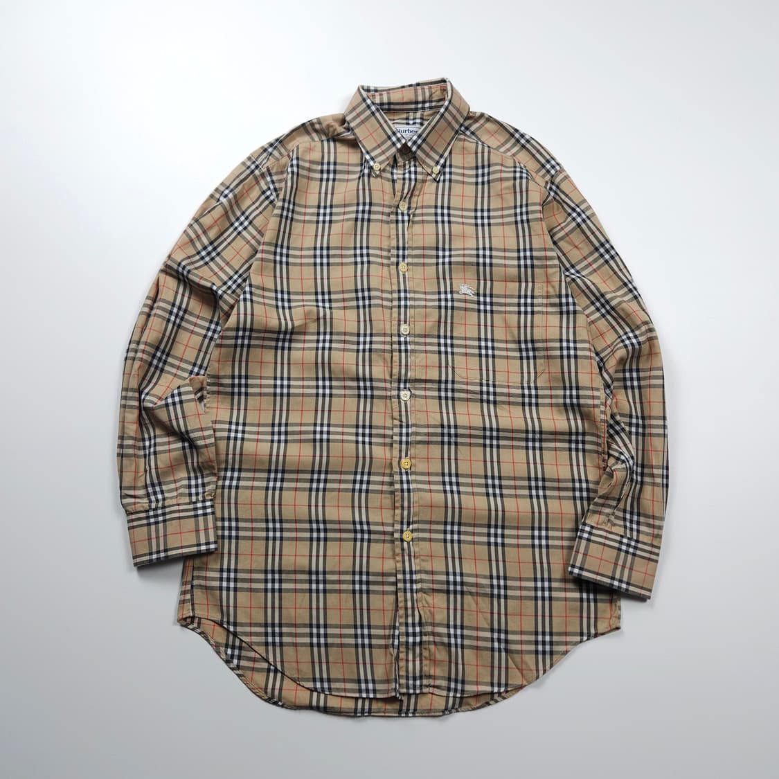 버버리 아카이브 자수로고 베이지 노바체크 셔츠 (S) 상품이미지1