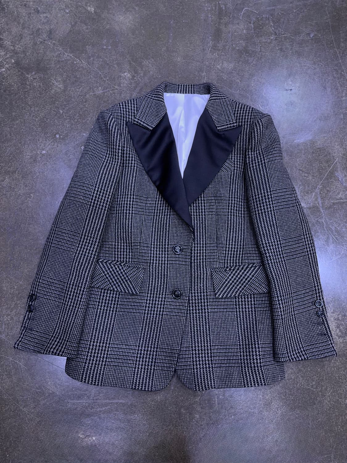 JS 뉴욕 하운드투스 체크 블랙 라펠 코트 자켓 F 상품이미지1