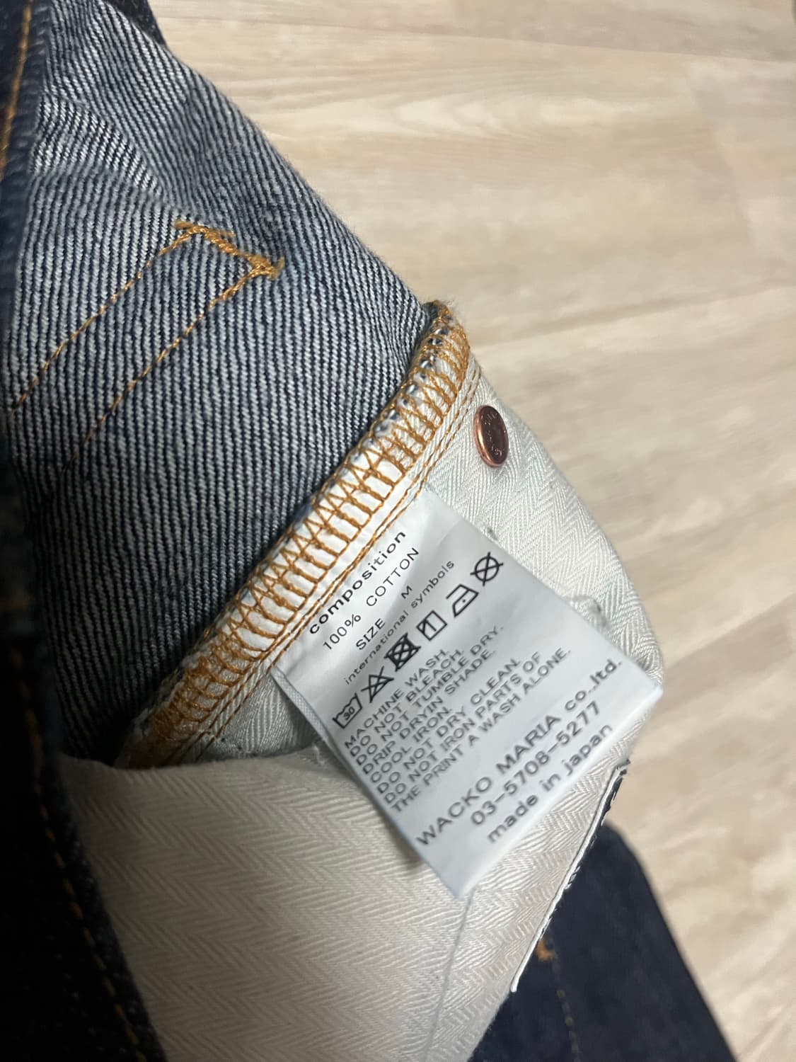 [M] 와코마리아 블랙아이패치 데님 인디고 상품이미지8