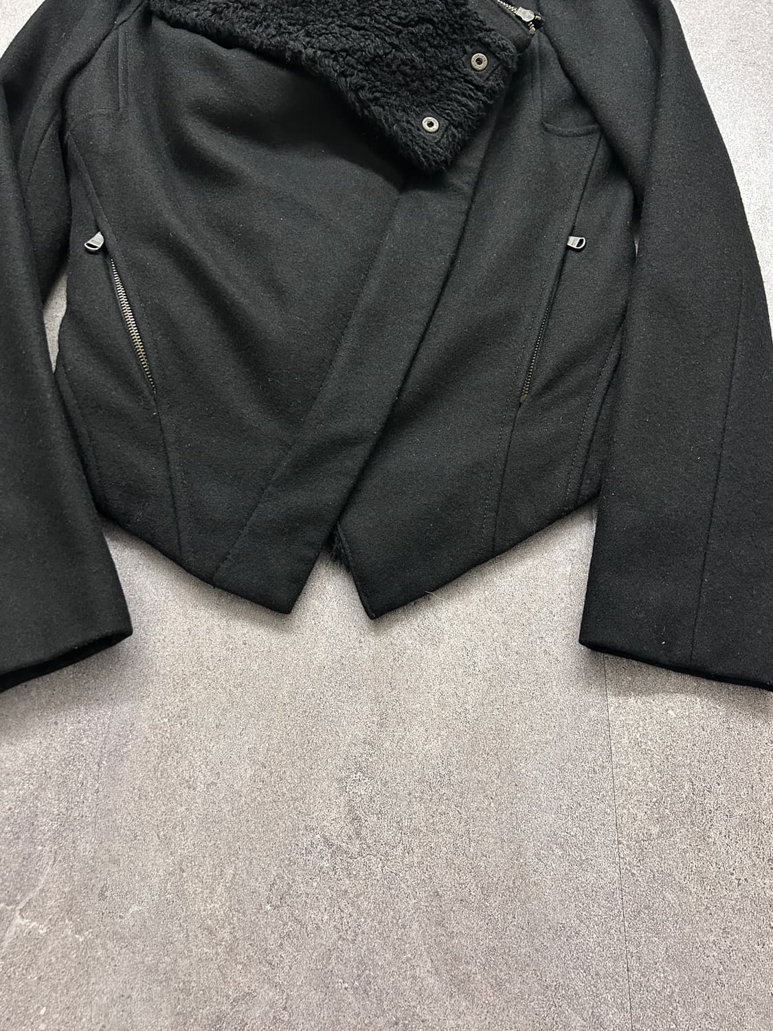 사선 하이넥 울 블렌드 자켓 상품이미지3