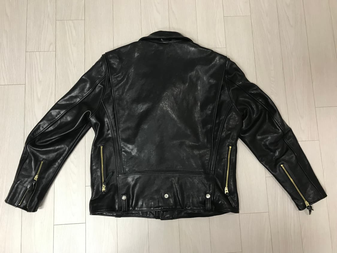 Jiash J24 D포켓 소가죽 카우하이드 더블 라이더 블랙 가죽 재킷 상품이미지5