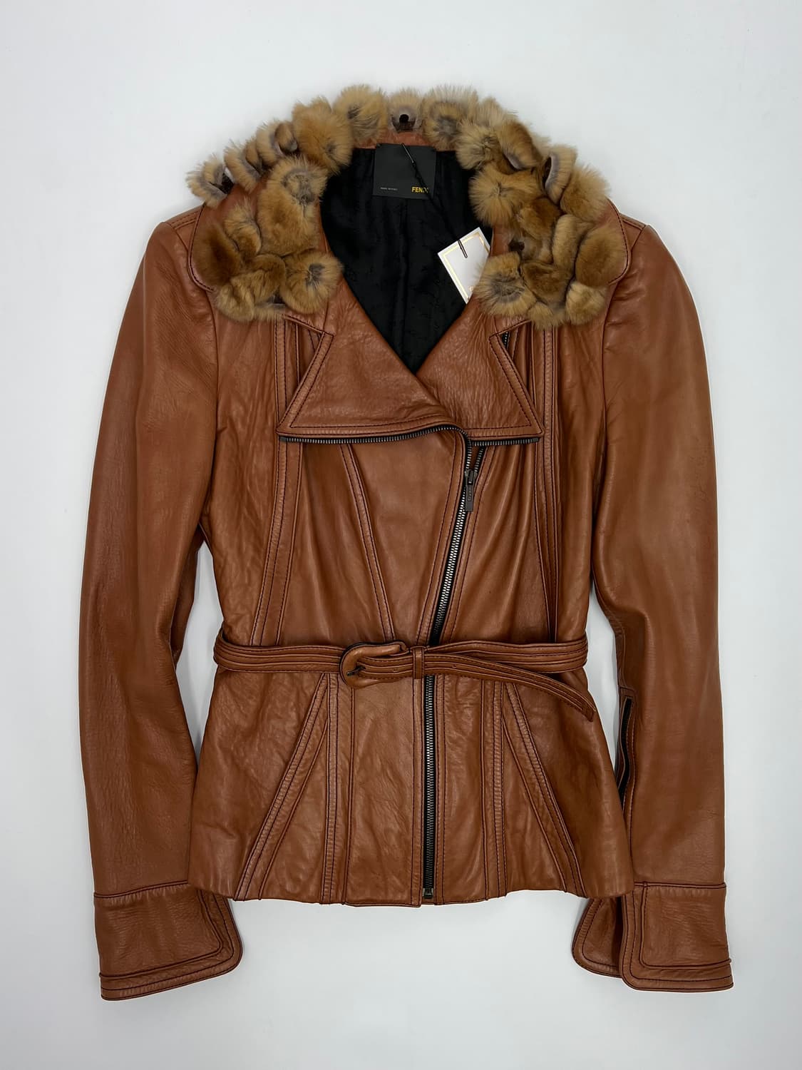 펜디 퍼 카라 바이커 레더 자켓 상품이미지1