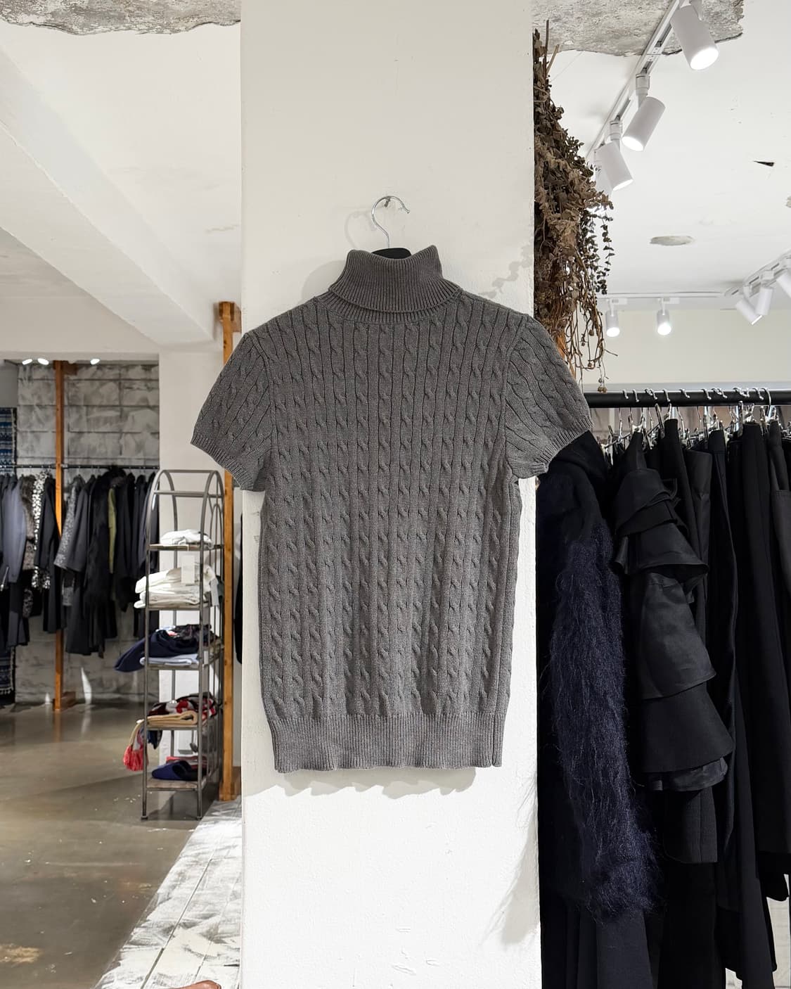 폴로 랄프로렌 스포츠 그레이 코튼 케이블 하이넥 반팔 니트 상품이미지6