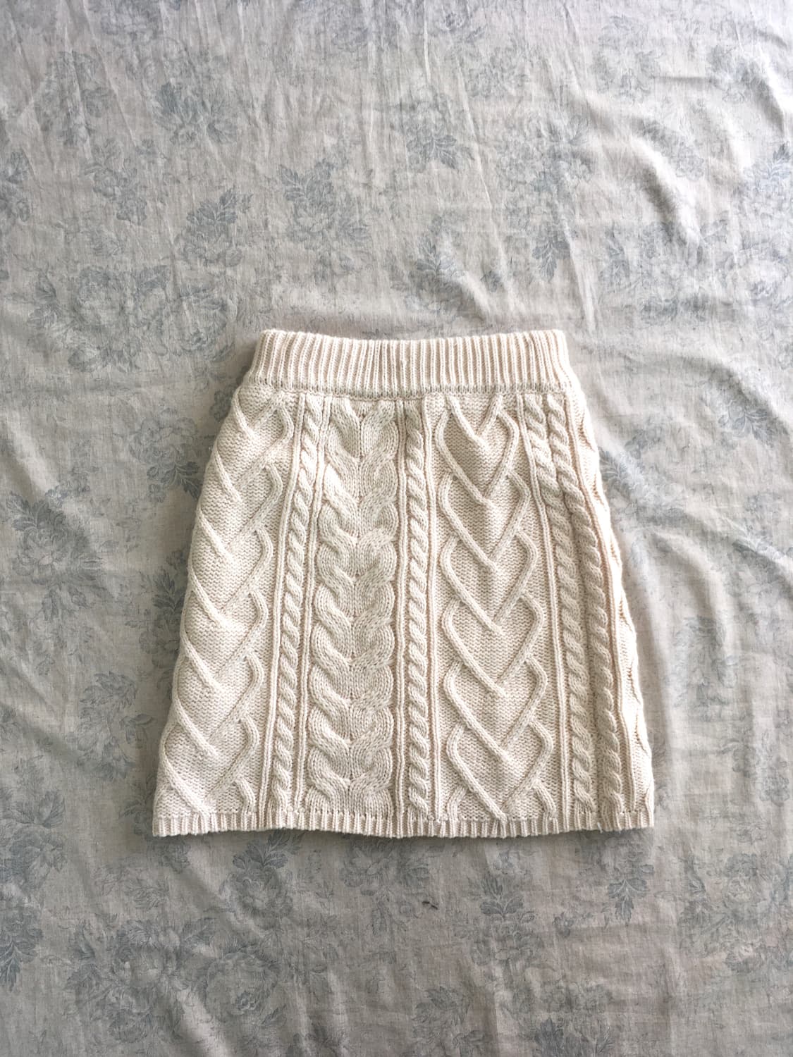 일본빈티지 아이보리 케이블 니트 미니스커트 상품이미지1