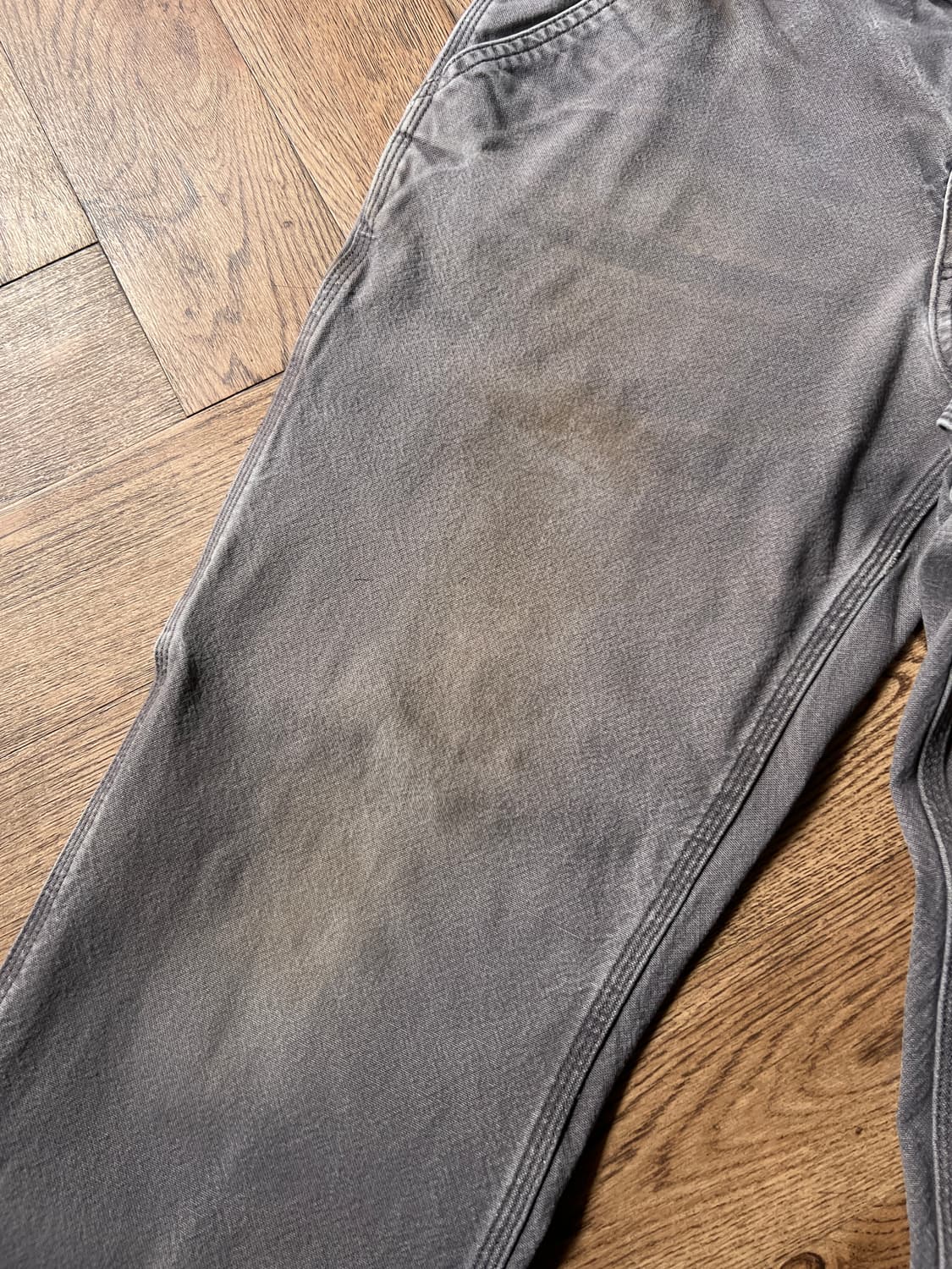 [33]칼하트 USA 빈티지 페이딩 차콜그레이 싱글니 카펜터 워크 팬츠 상품이미지4