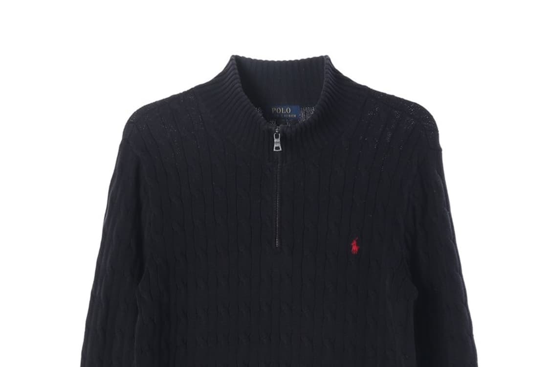 폴로 랄프로렌 케이블 코튼 하프집업 블랙 상품이미지3