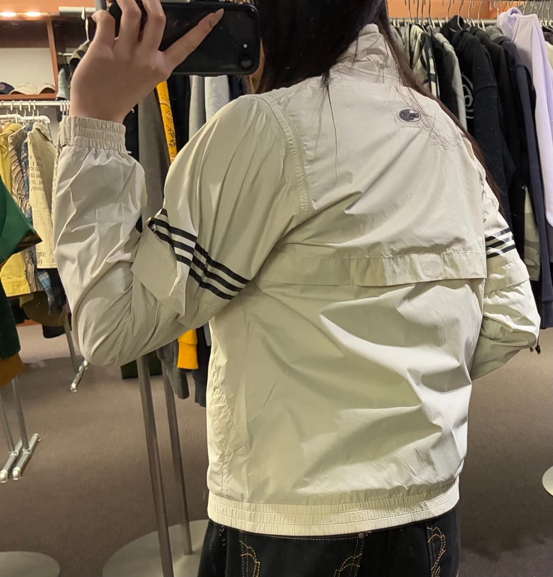 S)Adidas 빈티지 여성 투웨이 화이트 윈드 브레이커 상품이미지3