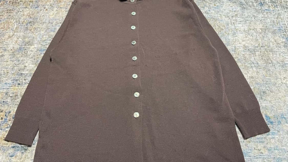 JPN 일본 빈티지 y2k 모리걸 루즈핏 브라운 버건디 니트 셔츠 가디건 상품이미지6