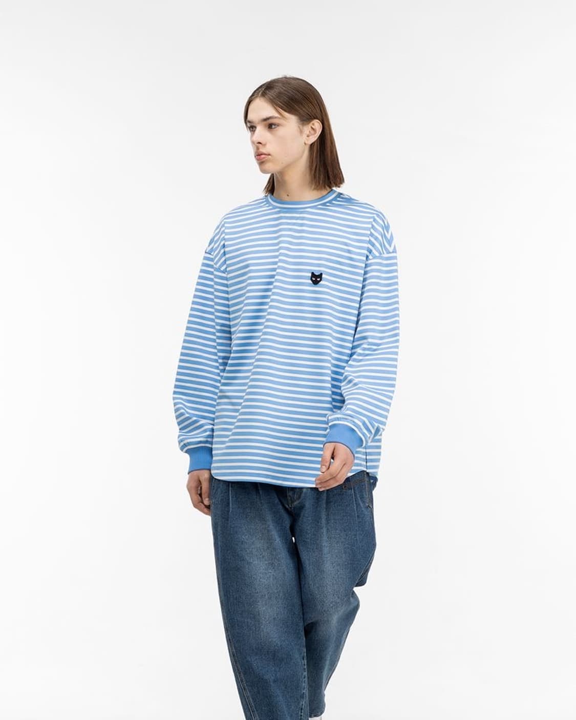  송지오 지제로 슬릿 팬서 롱 슬리브 스카이 블루 티셔츠 s, L 상품이미지3