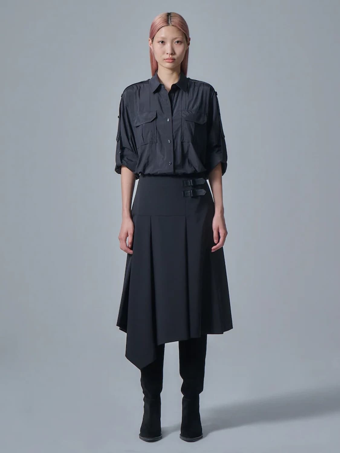 준지 레더 스트랩 언발란스 스커트 34사이즈 (xs) 상품이미지1