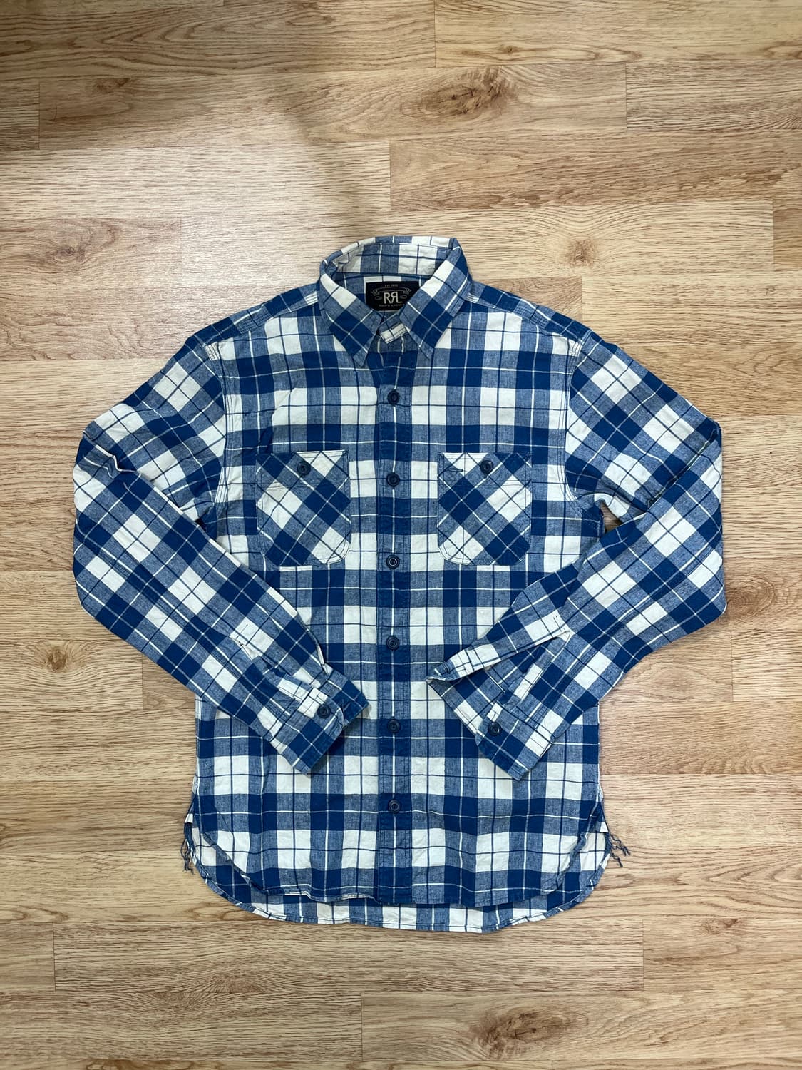 [XS] 더블알엘 린넨 혼방 체크 셔츠 상품이미지1