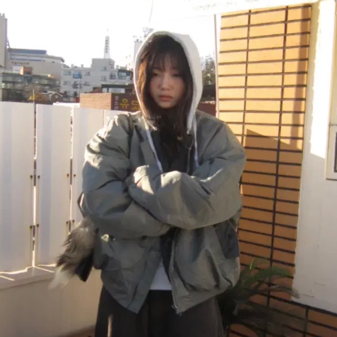 나의나인 항공점퍼 패딩 카키 남녀공용 빈티지 상품이미지3