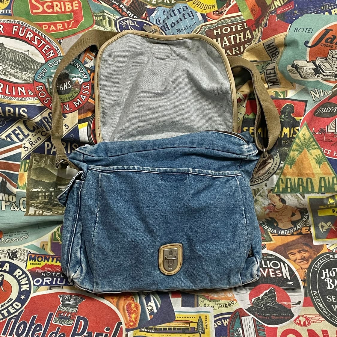 90s 코오롱 데님 메신저백 올드스쿨 우체부 가방 올드스쿨 크로스백 상품이미지5