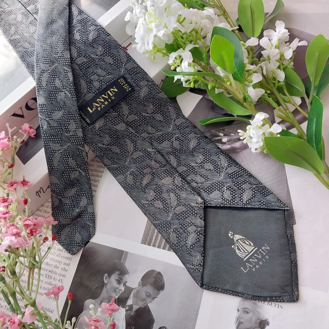 랑방 실크 자카드 나뭇잎 패턴 넥타이 9.5cm A+등급 K1722
 상품이미지7