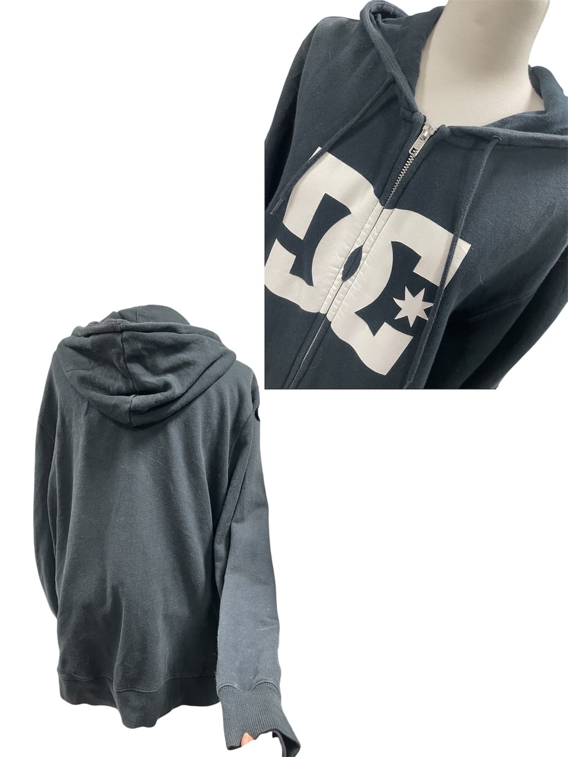 Dc 낙낙여리핏 블랙.화이트로고후드집업(표기L) 상품이미지4