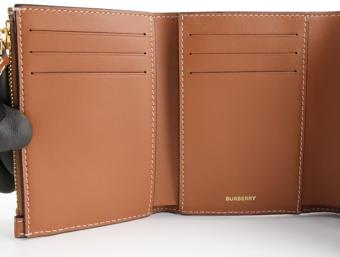 버버리 체크 레더 스몰 폴딩 미니 지갑 베이지 상품이미지4