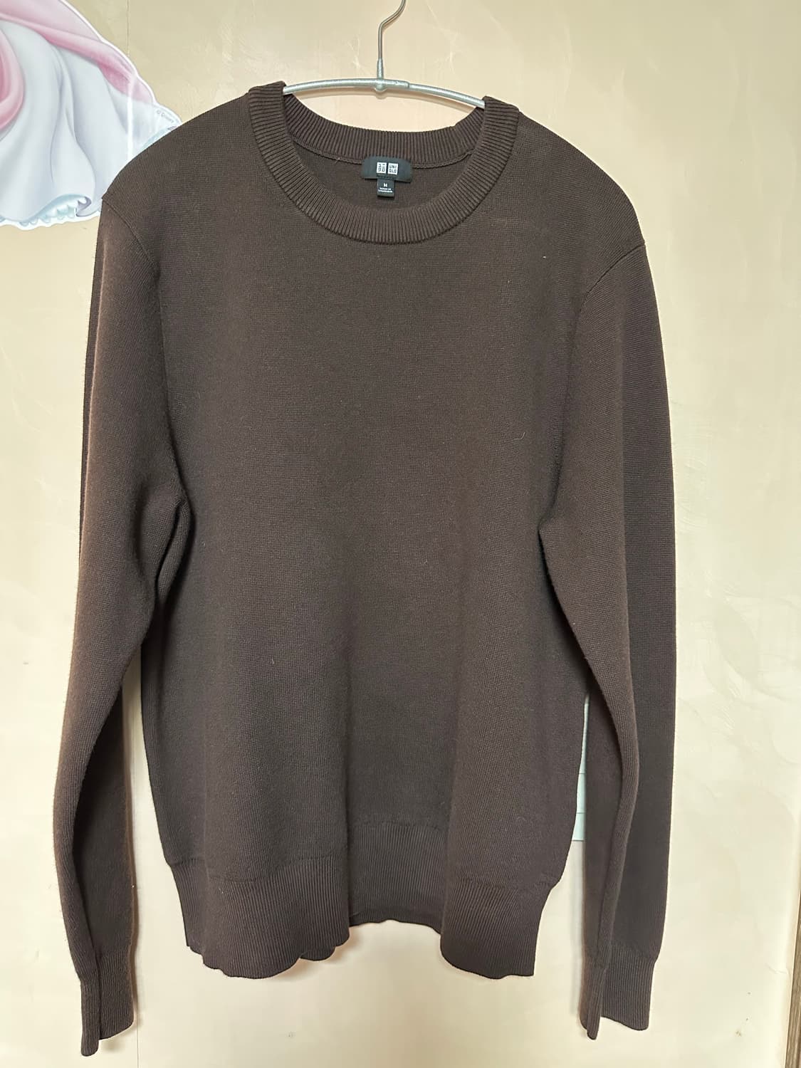 유니클로 M)워셔블밀라노립크루넥스웨터 - BROWN 상품이미지1