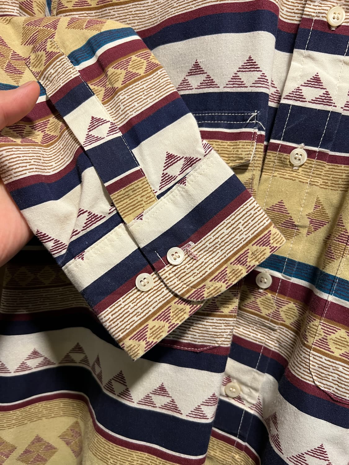 [L]90's 랭글러 USA 나바호 패턴 헨리넥 코튼 셔츠 상품이미지4