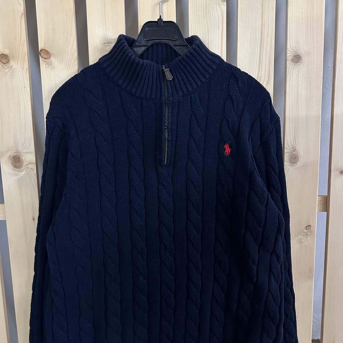 (M) 폴로 랄프로렌 네이비 케이블 반집업 니트 스웨터 상품이미지3