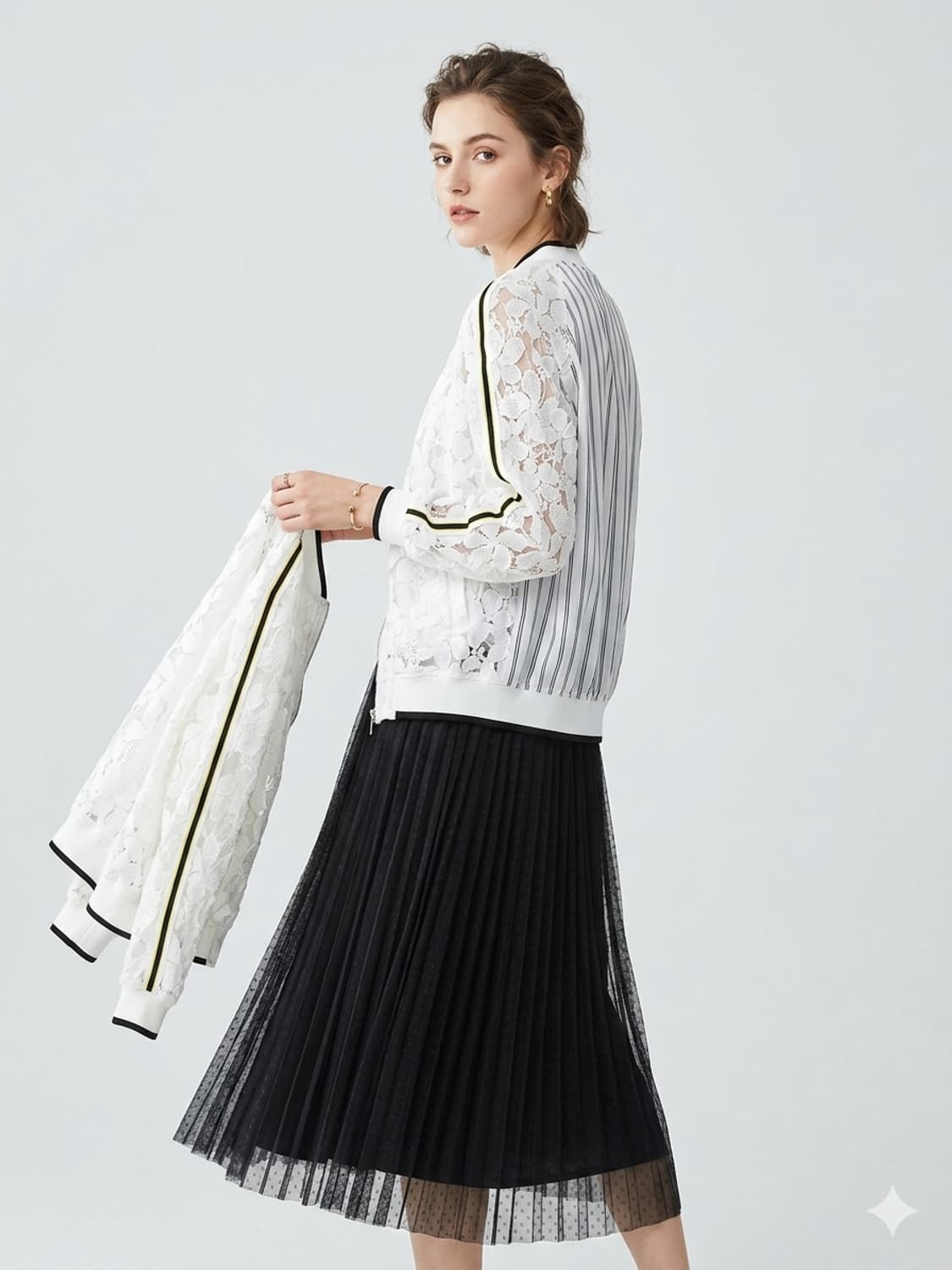 오즈세컨 레이스 집업 블루종.질스튜어트 레이스샤 스커트 상품이미지1