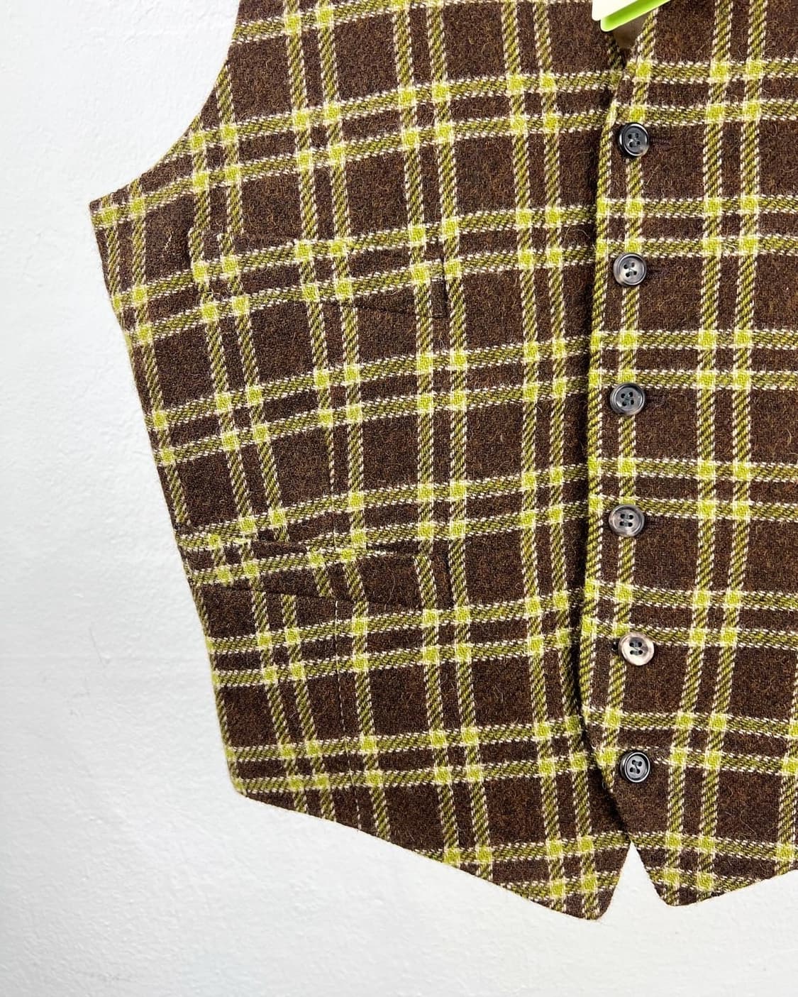 폴 스미스 브라운 체크 울 레이온 베스트 자켓 상품이미지3
