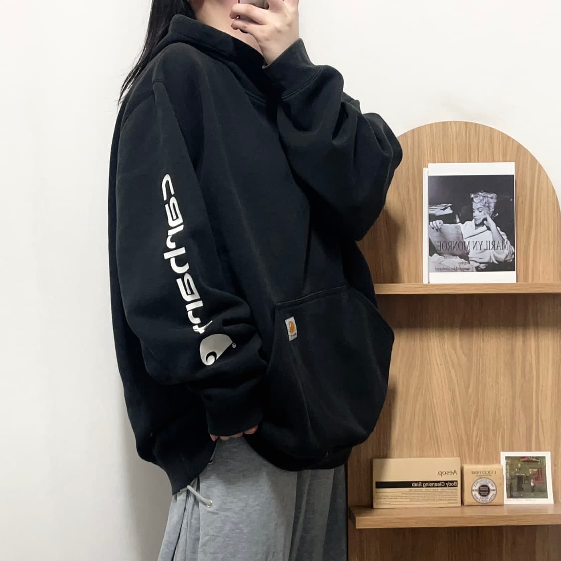 [정품] 칼하트 블랙 기모 후드티 [ 오리지널XL ] 상품이미지3