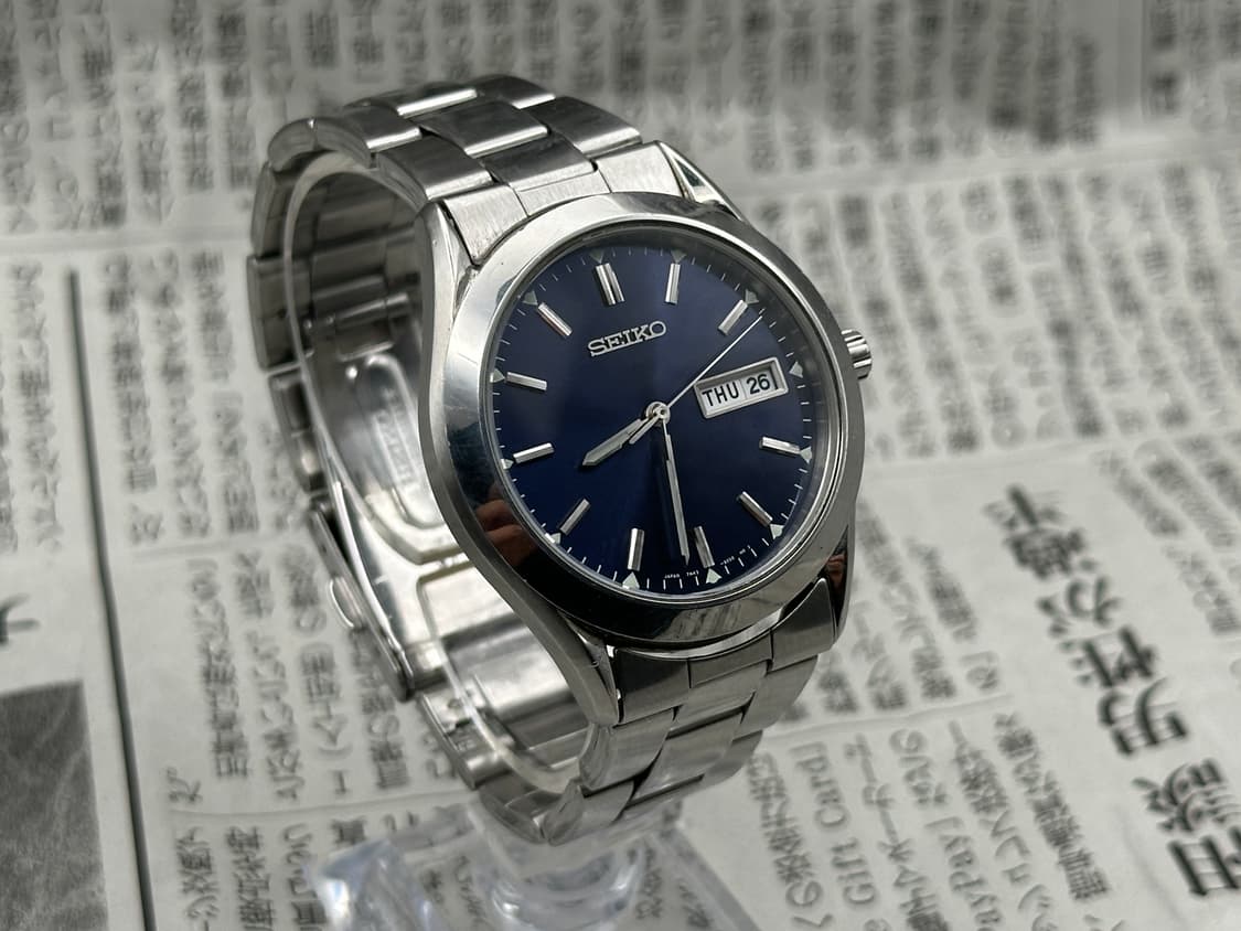 [빈티지] 세이코 쿼츠 7N43-9080 블루 네이비판 데이데이트 상품이미지3