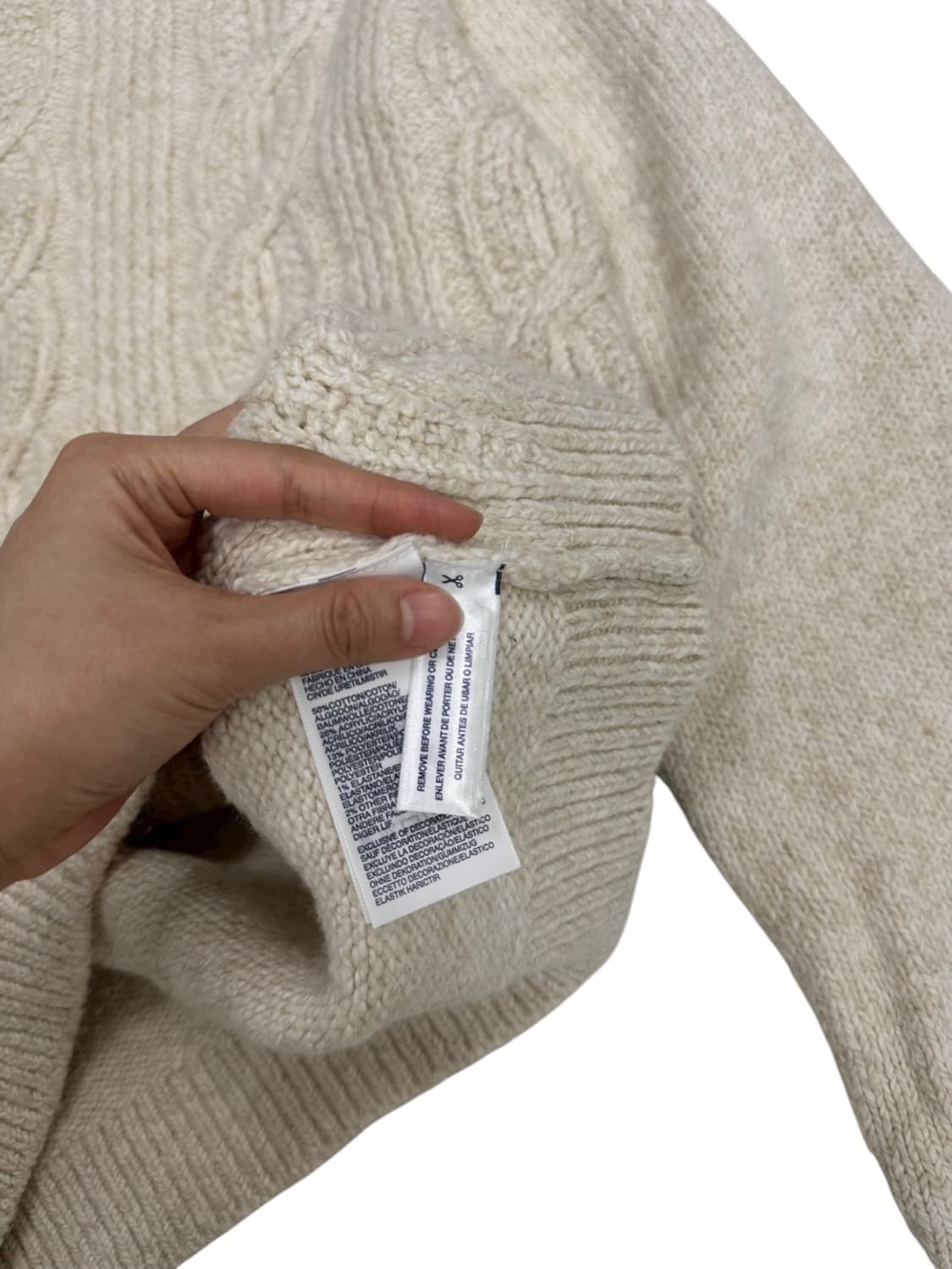 타미힐피거 꽈배기 니트 아이보리 (XL) 상품이미지7