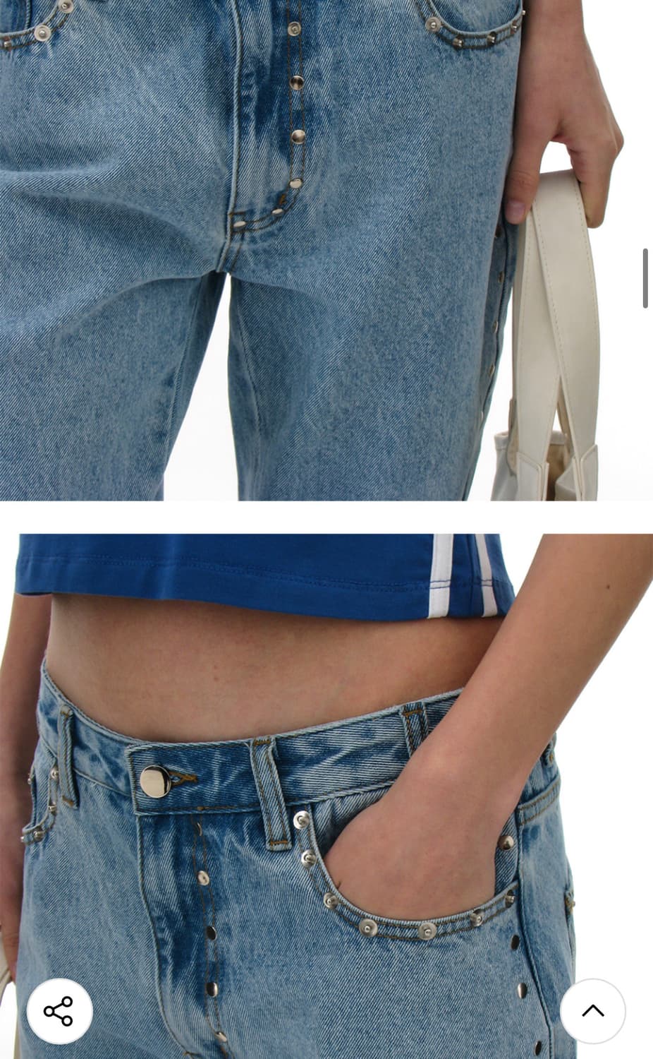 (새제품)PARTIMENTO 스터드 포인티드 진 L 상품이미지2