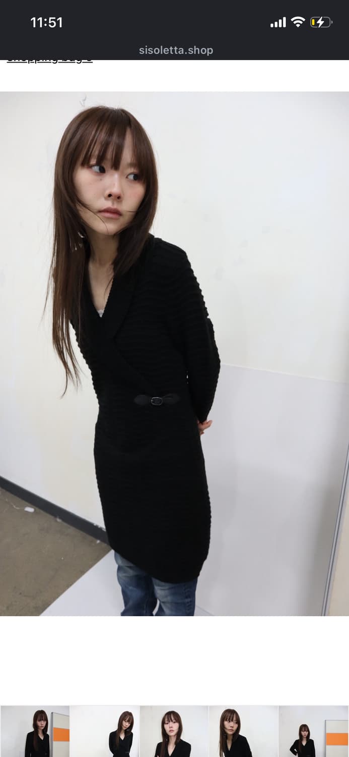black ribbed wrap knit dress 상품이미지4