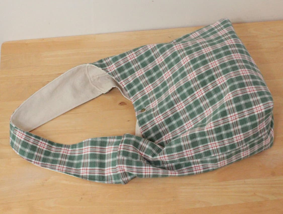 핸드메이드 원핸들백 그린 체크 가방 상품이미지8