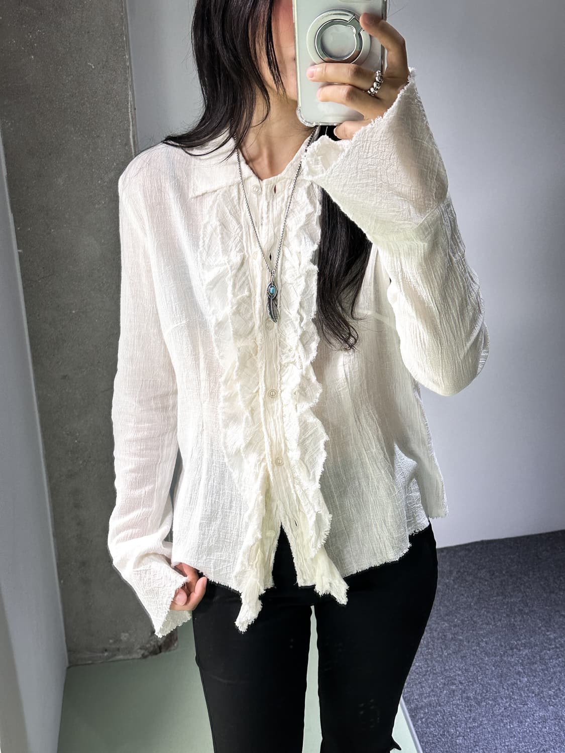 ivory ruffle blouse 상품이미지4