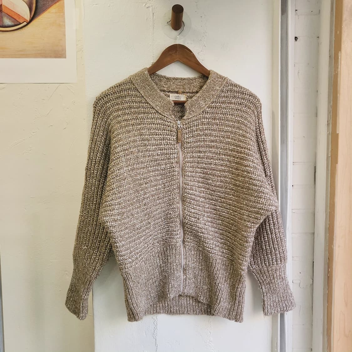 Otto 오트밀 울 집업 니트가디건 Free 상품이미지3