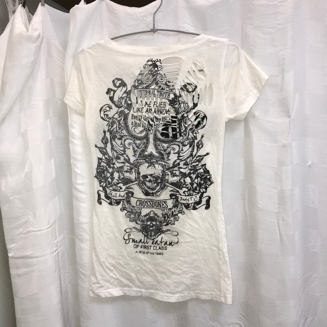 JPN Vintage 락 펑크 갸루 스컬 백 슬래시 반팔 상품이미지4