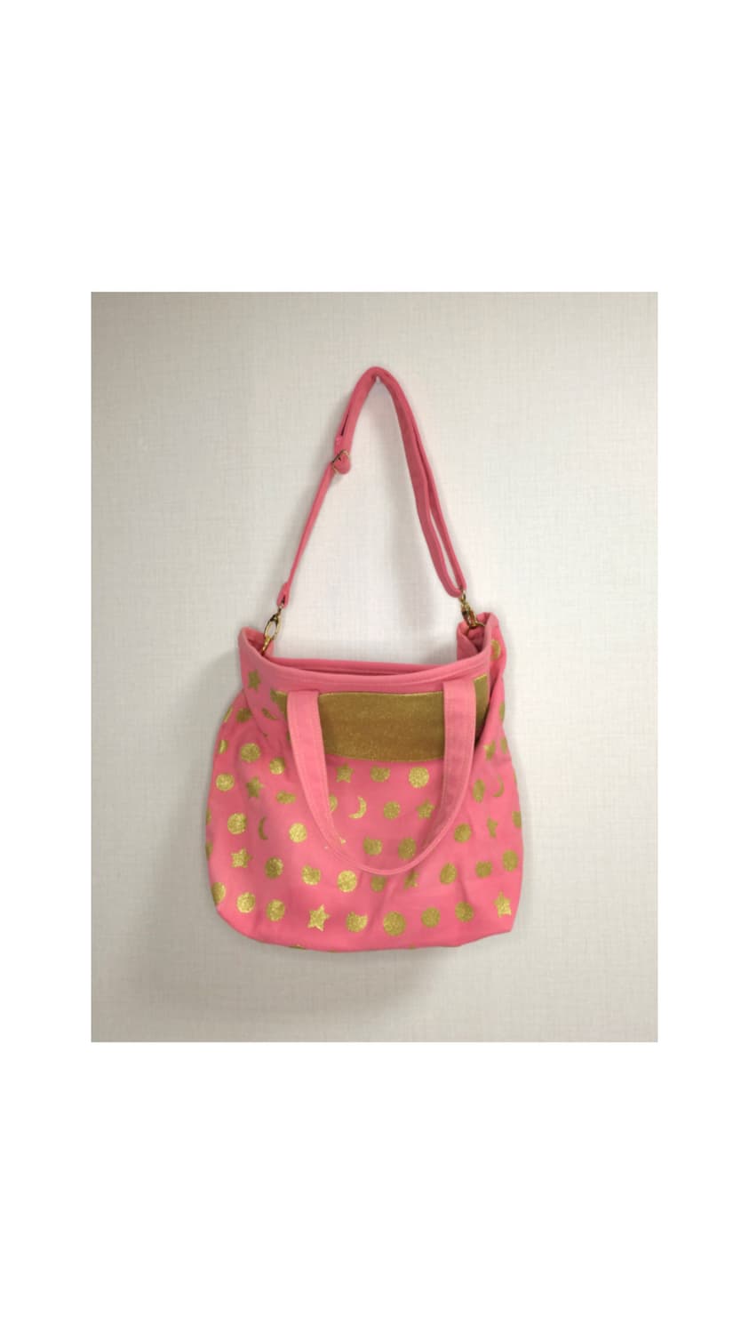 츠모리치사토 핑크 골드 별 무늬 토트백 크로스백 상품이미지3