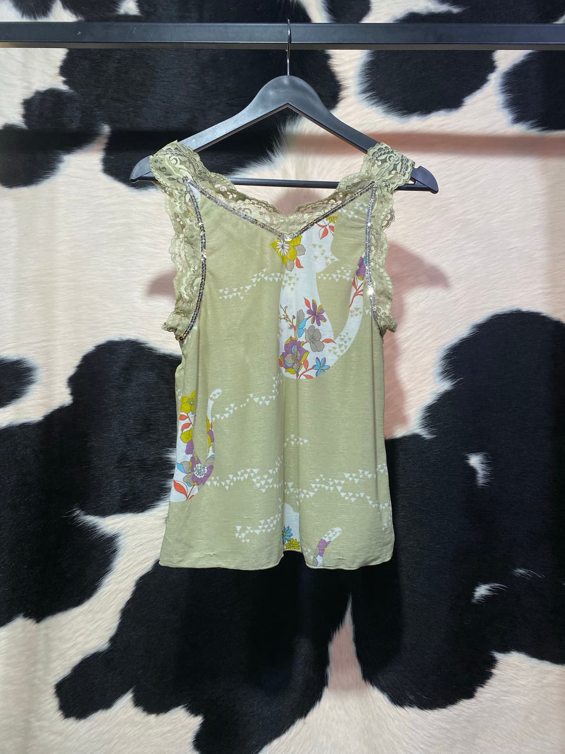 Japanese vtg 모리 레이스 셔링 캐미솔 탑 상품이미지7