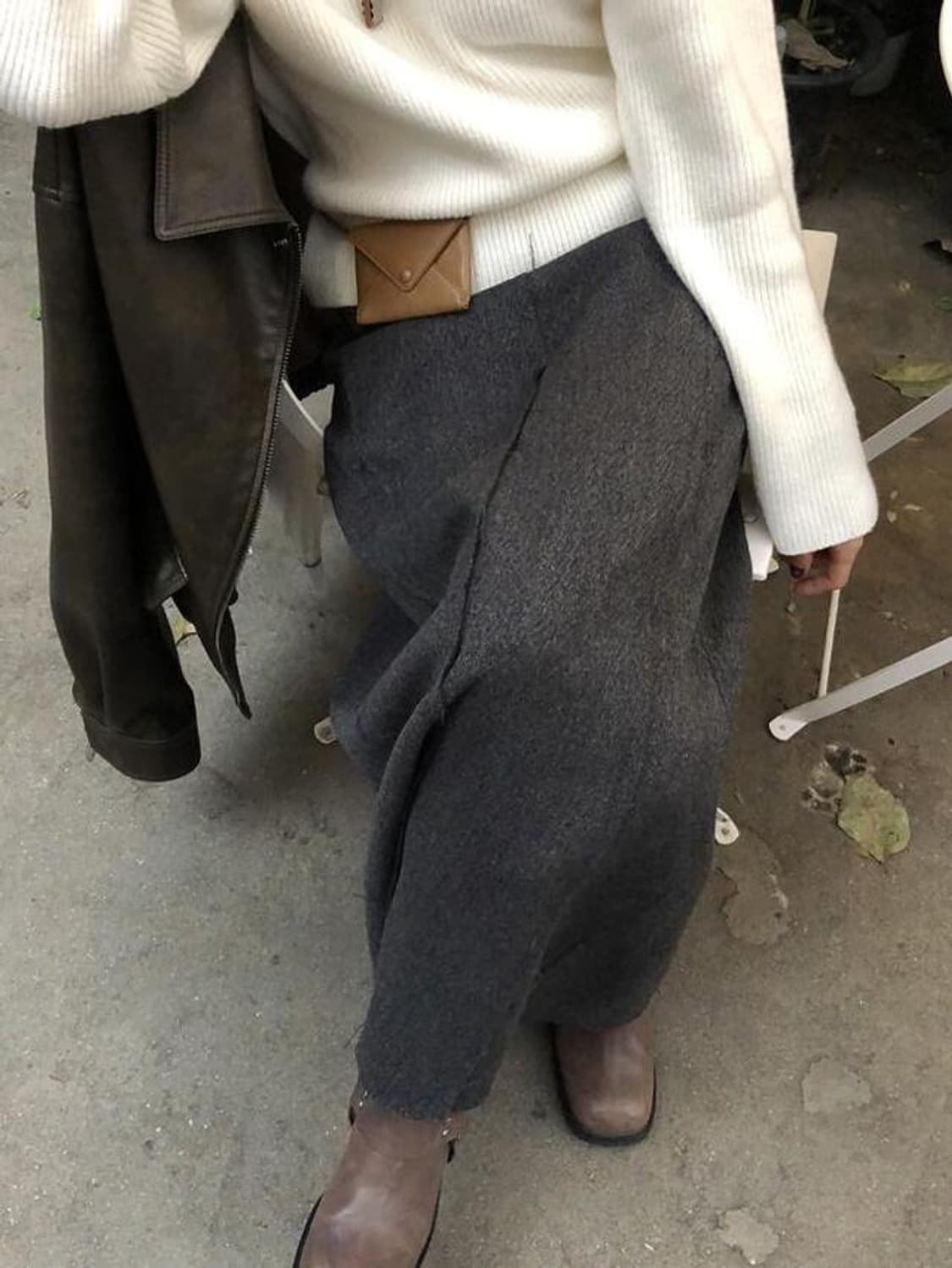 페르소나 straight winter skirt with raw edge 상품이미지2