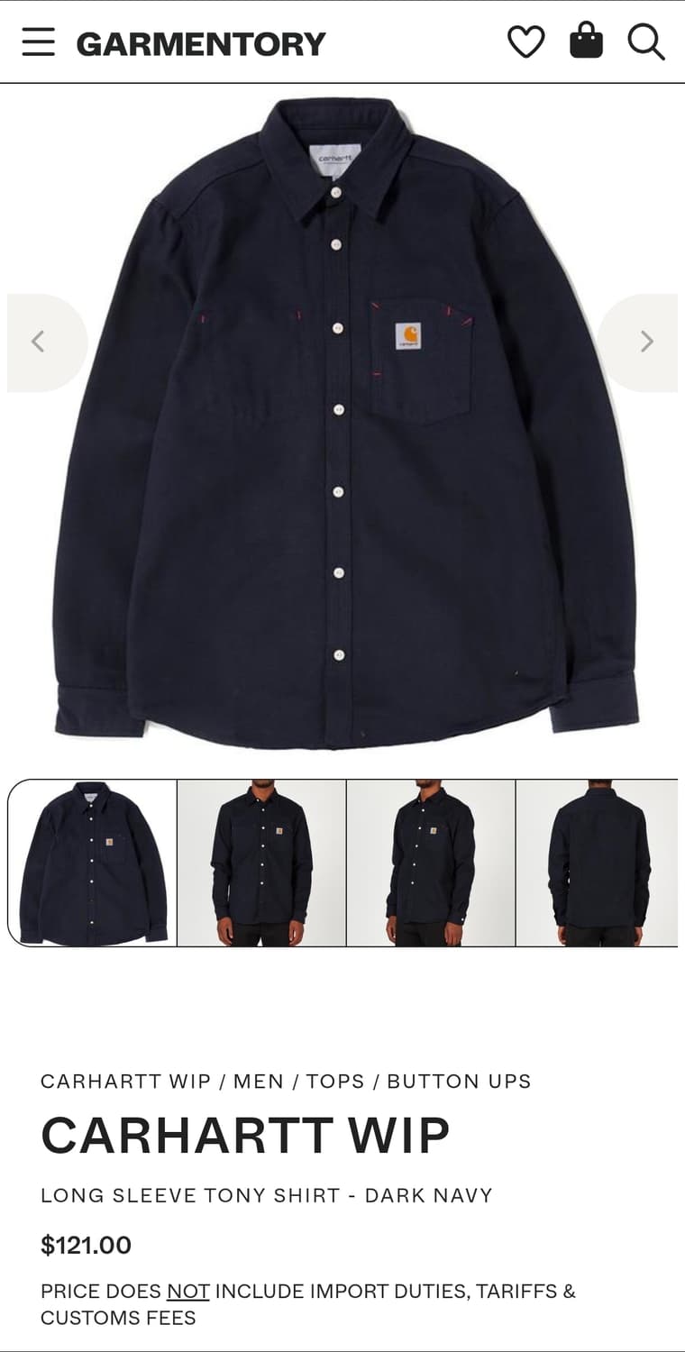 칼하트 네이비 토니 셔츠(구매가20만원,M사이즈) 상품이미지6
