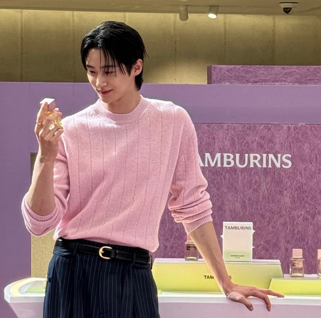 렉토 / 맨즈 러블리 라운드 넥 니트 (핑크) / M 상품이미지1