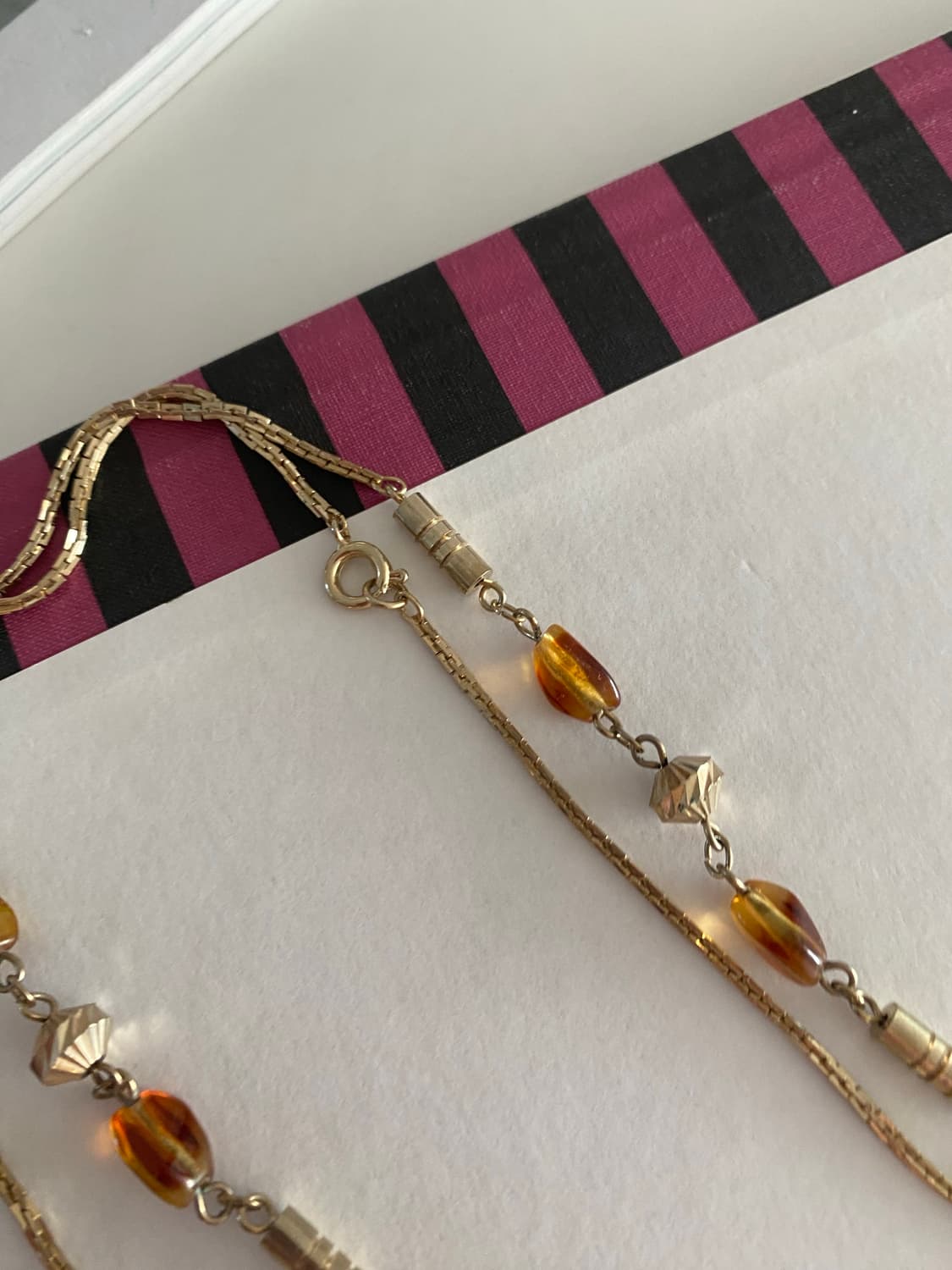 오렌지 호박 빛 롱 체인 목걸이  상품이미지6