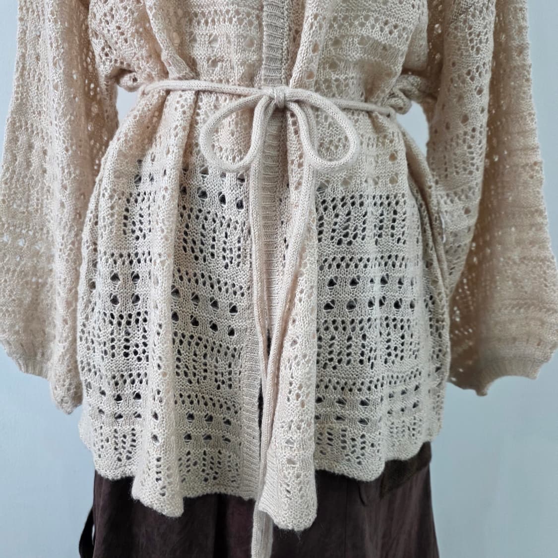 베이지 레이스 스트링 크로쉐 가디건 상품이미지4
