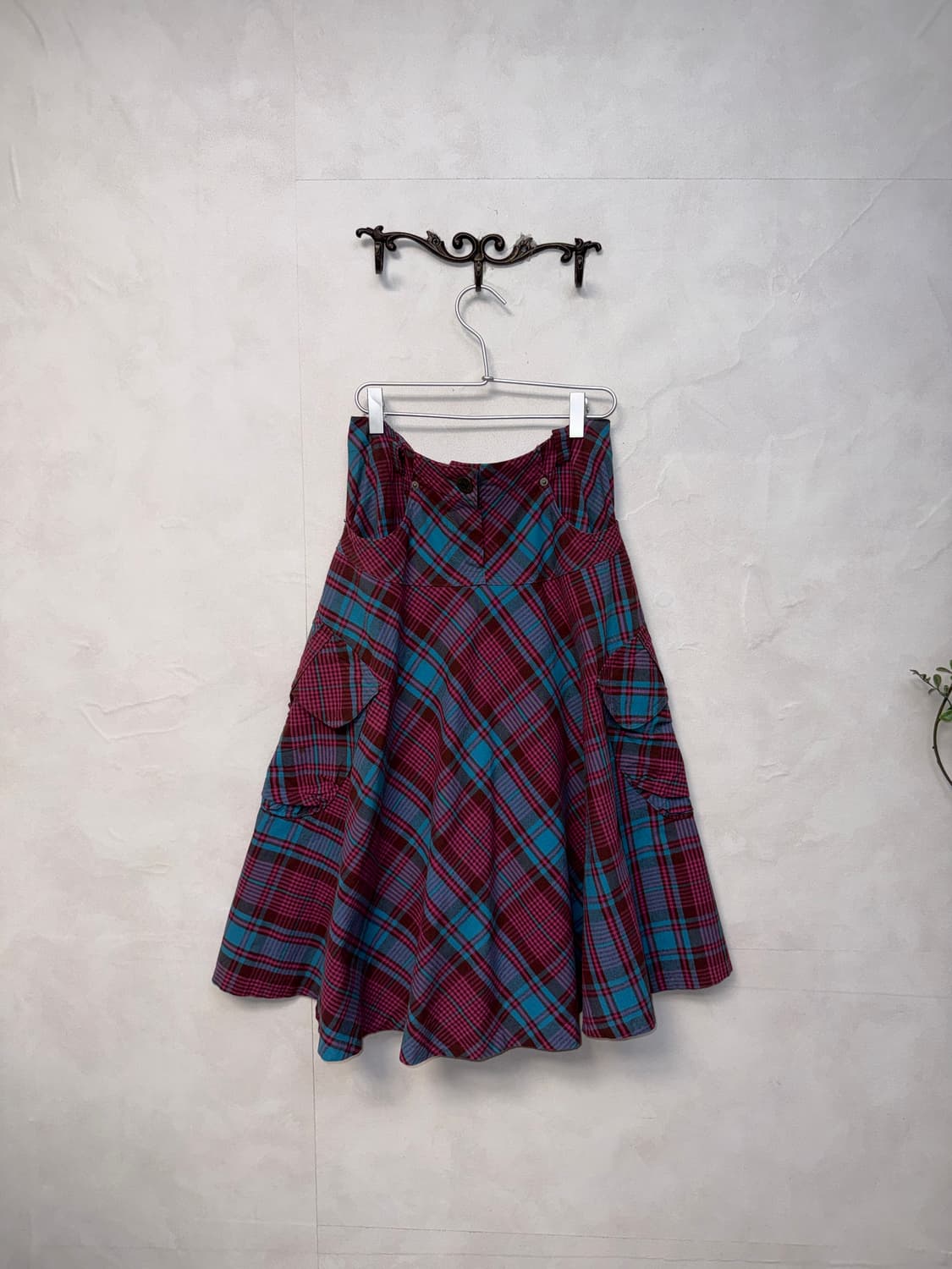 Pink blue pocket cargo flare skirt  상품이미지1