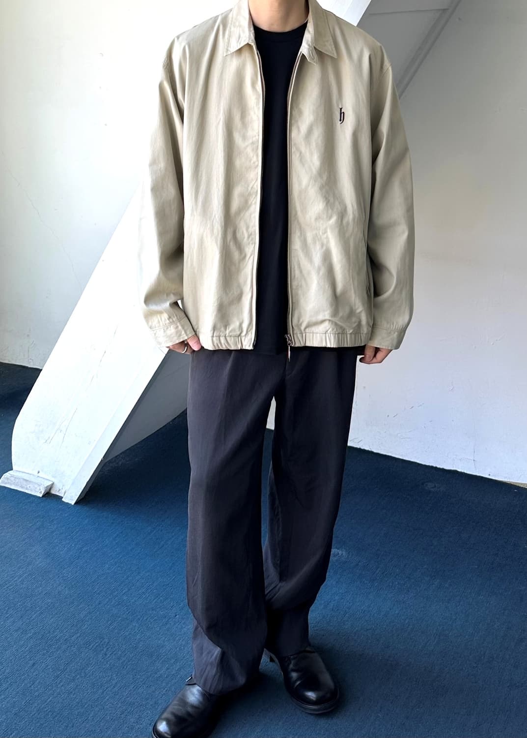 Logo point cotton loose blouson 상품이미지8