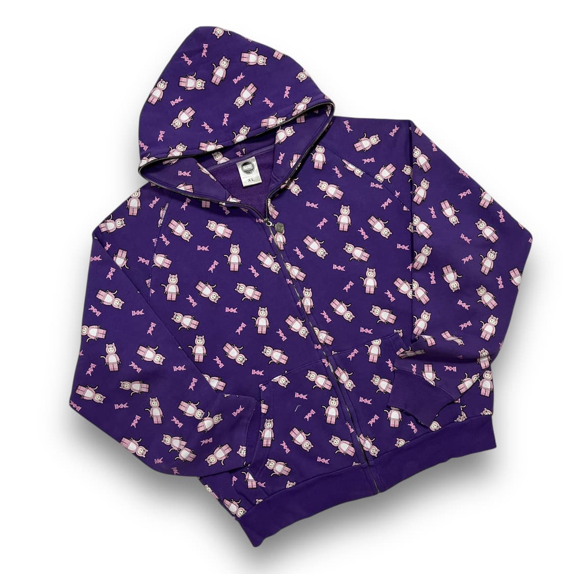 뱅크 퍼플 캣 레고 패턴 아트 빈티지 후디 집업 상품이미지3