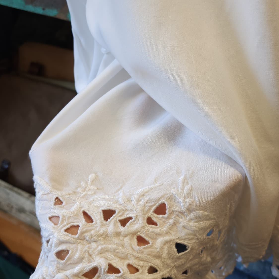 90s 빈티지 스커트 유럽  화이트 스커트 자수 밑단 빅사이즈 스커트3x 상품이미지6
