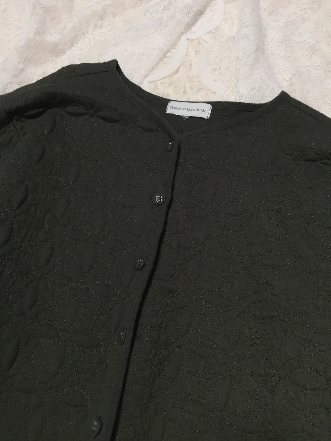 빈티지 카키 꽃자수 자켓 상품이미지2