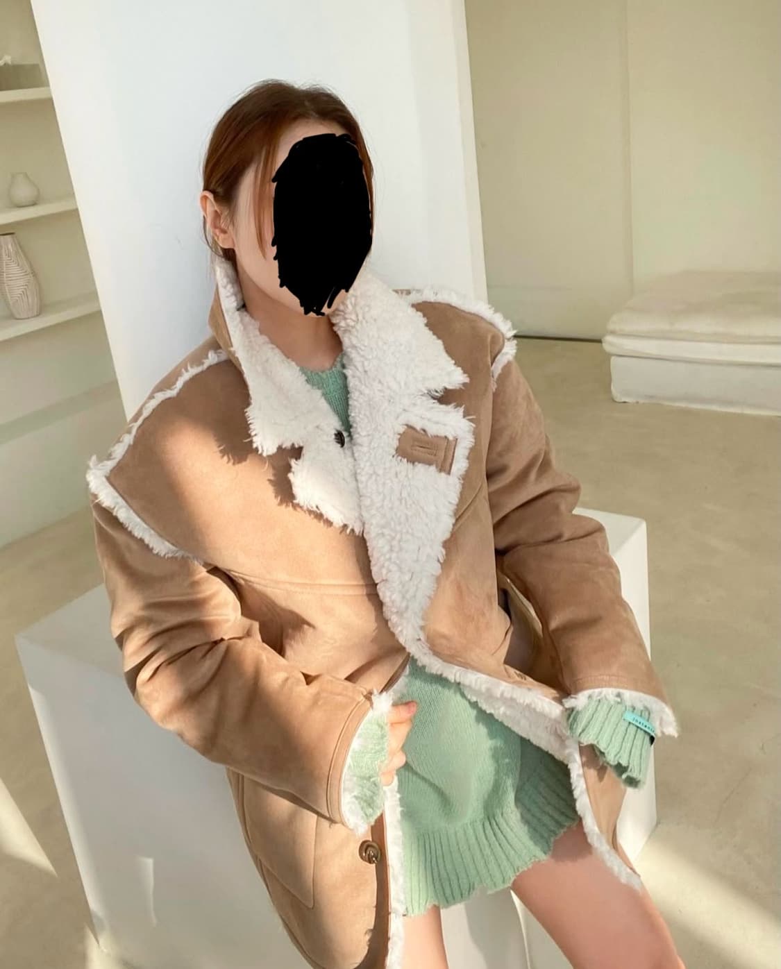 새상품/구할수없는/약40%저렴)리버시블하프무스탕-베이지/인스턴트펑크 상품이미지2