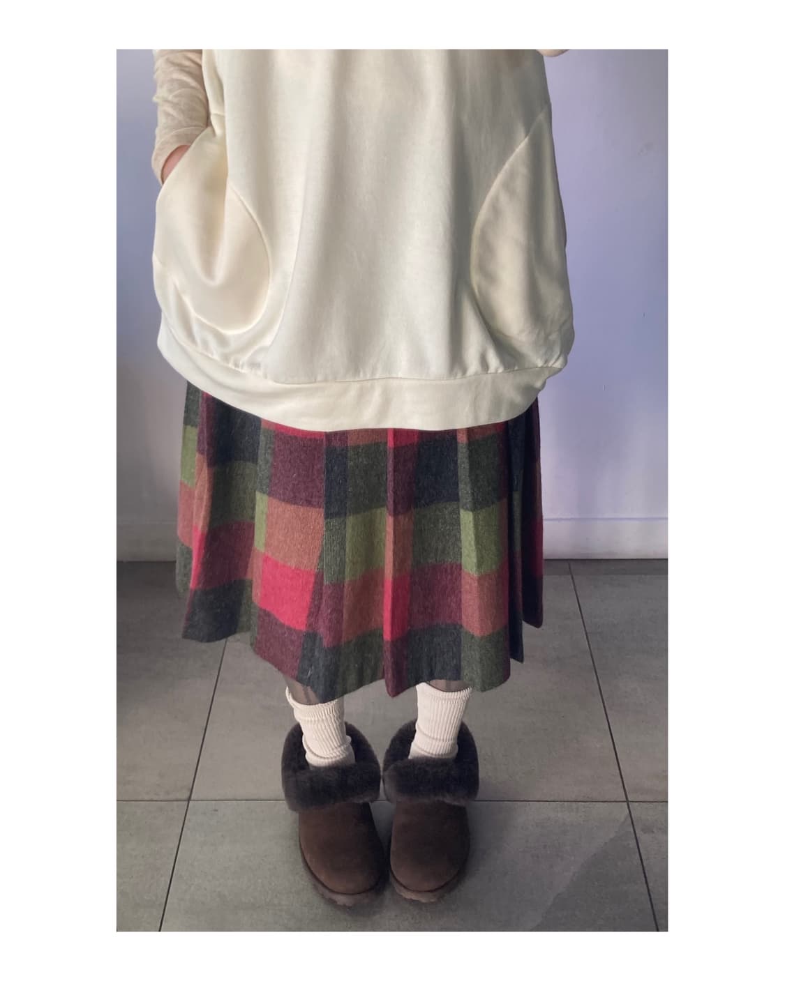 일본빈티지 울 체크 플리프스커트 상품이미지5
