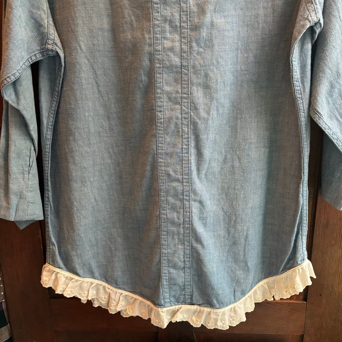 70s Lee Flower Embroidery Chambray Shirt 상품이미지10
