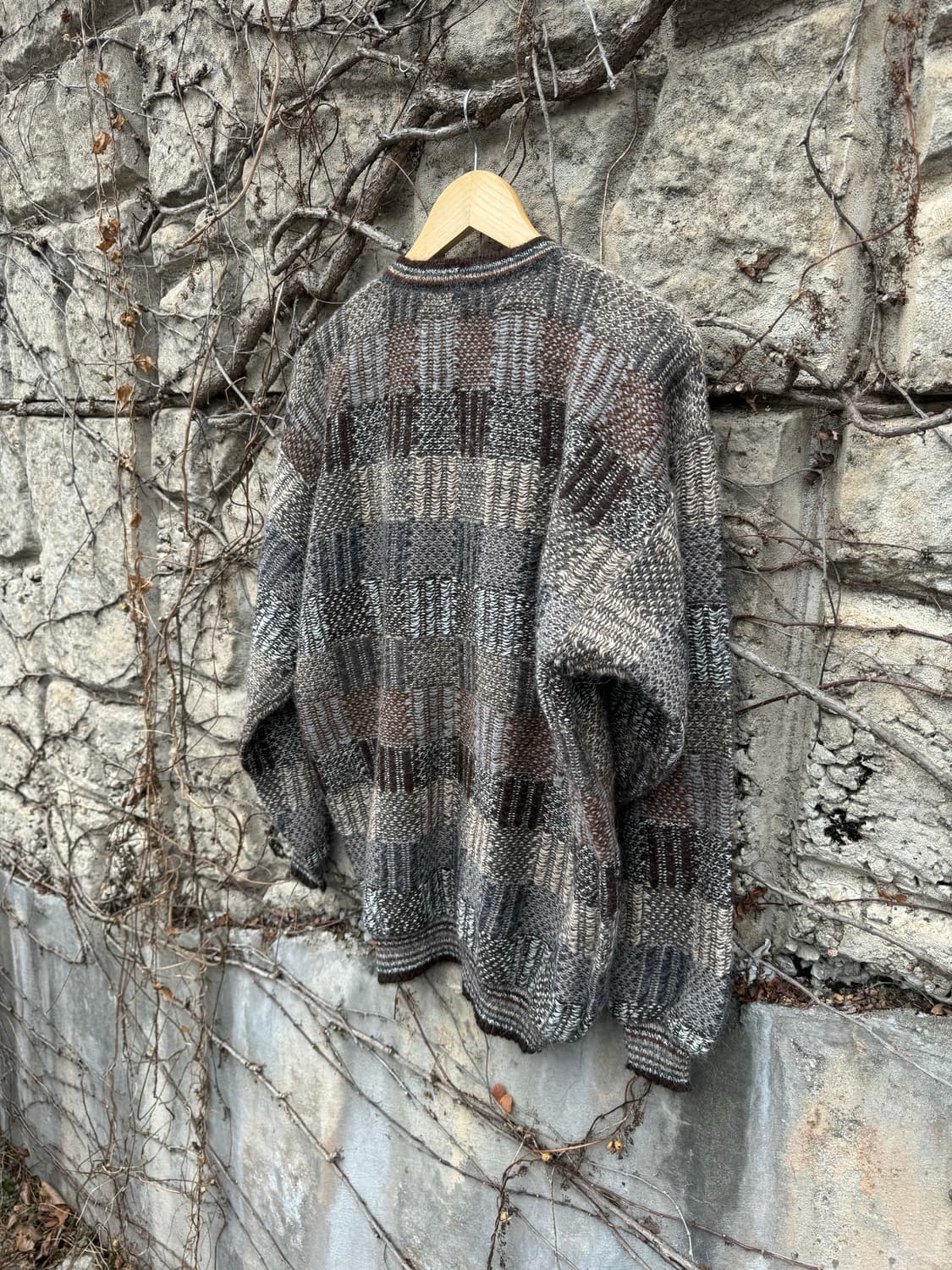 Intiwara 알파카 100% 볼리비아 체크 패턴 니트 가디건 상품이미지4